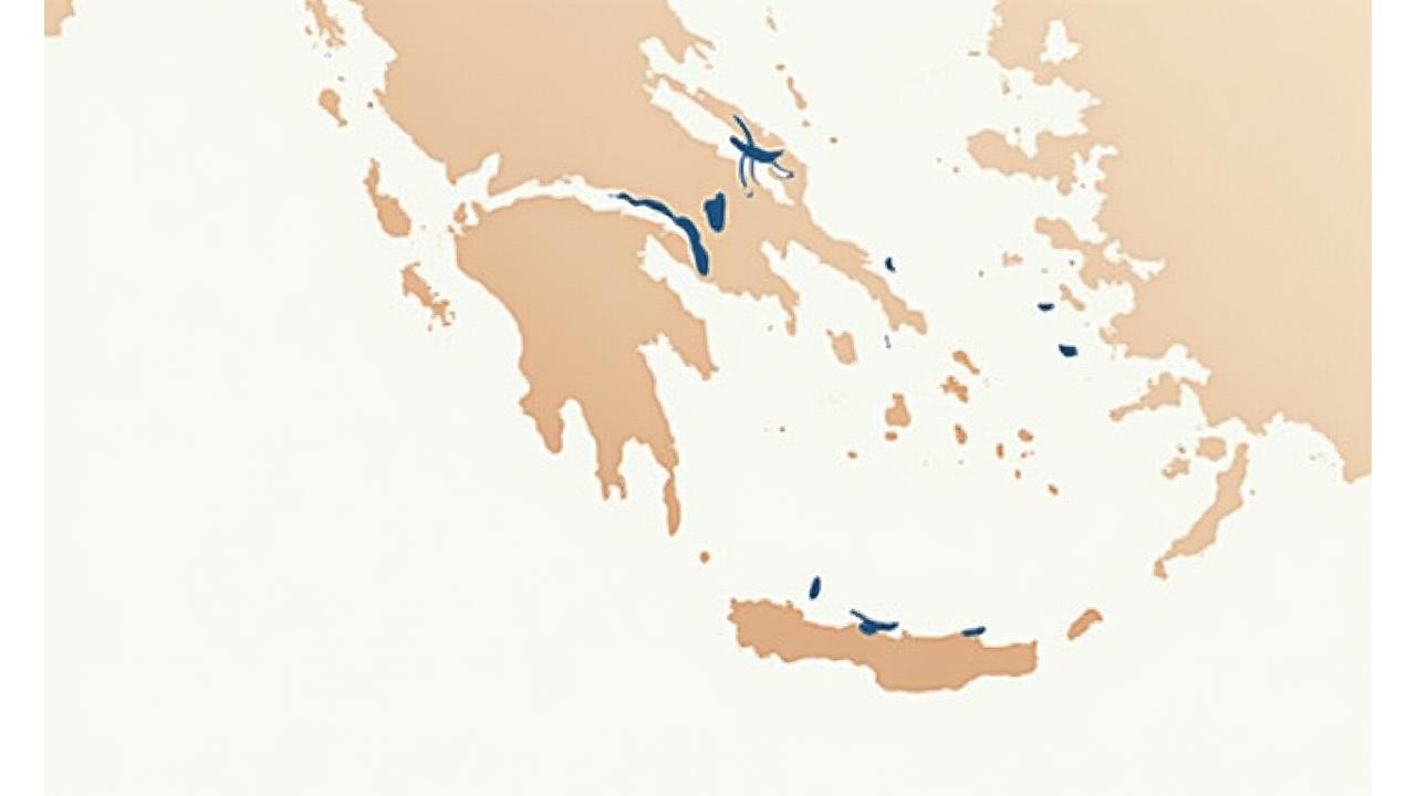 Χάρτης με σημειωμένες περιοχές στην Ελλάδα που δείχνει τη βιώσιμη προέλευση πηλού και ανακυκλωμένου γυαλιού.